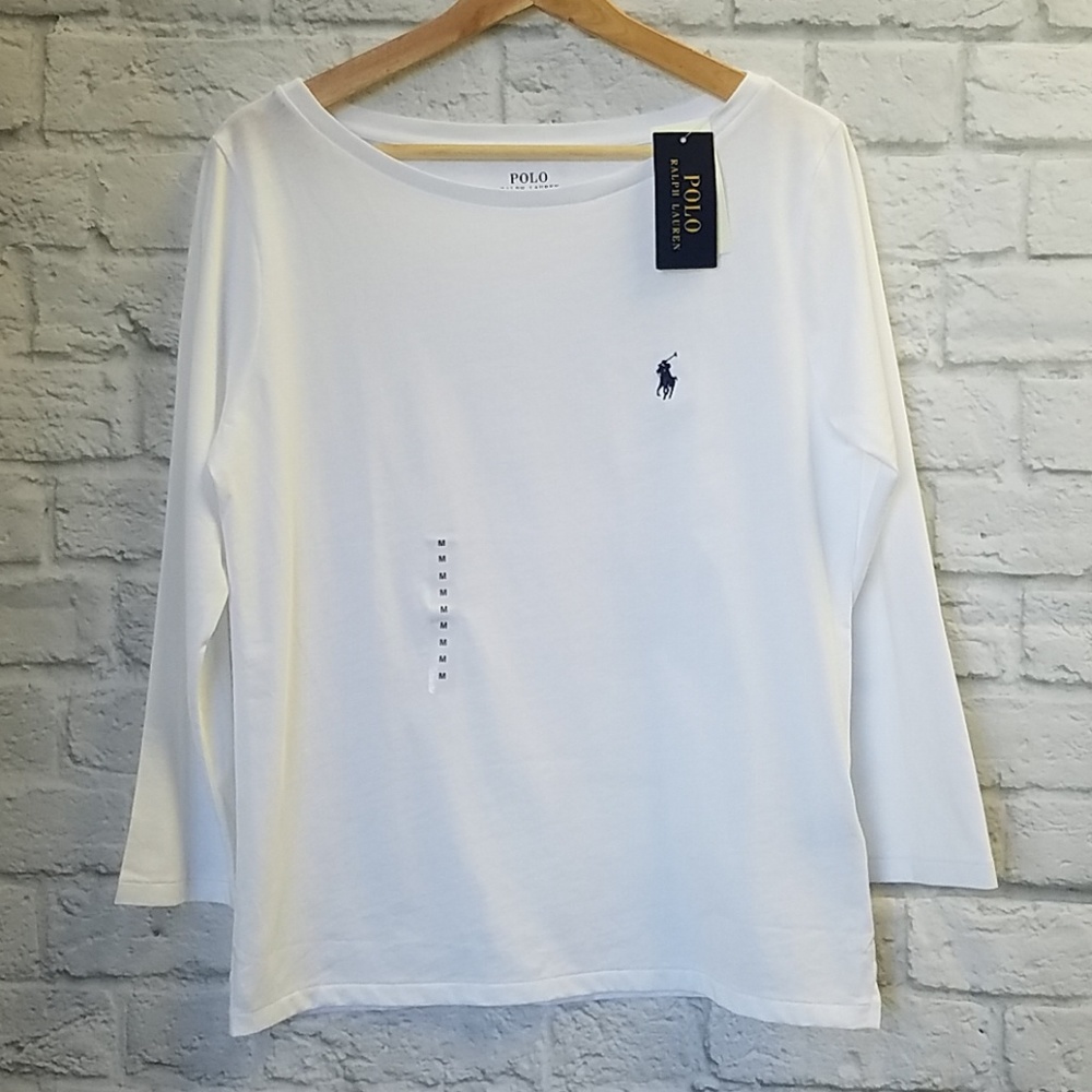 NWT Polo Ralph Lauren 3/4 Slv Boatneck T Wmn M A8C